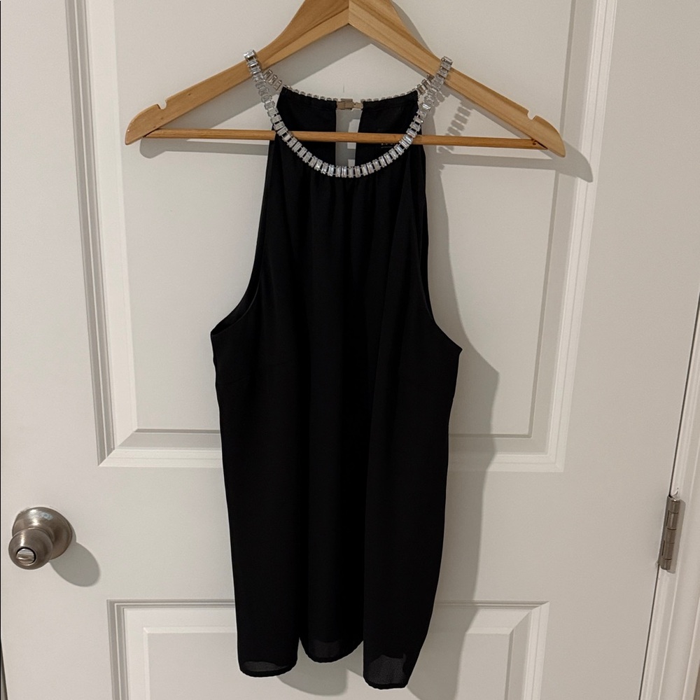 INC International Concepts Black Top with Silver Accents